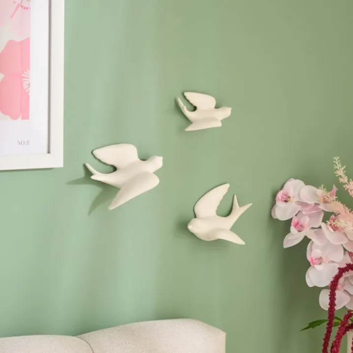 Lot de 3 oiseaux en dolomite décoration murale