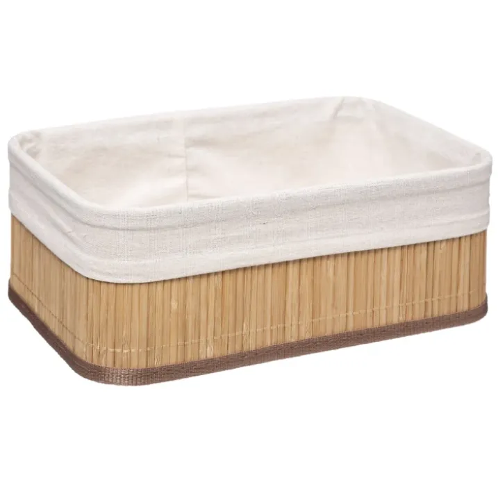 Lot de 3 paniers en bambou et tissu
