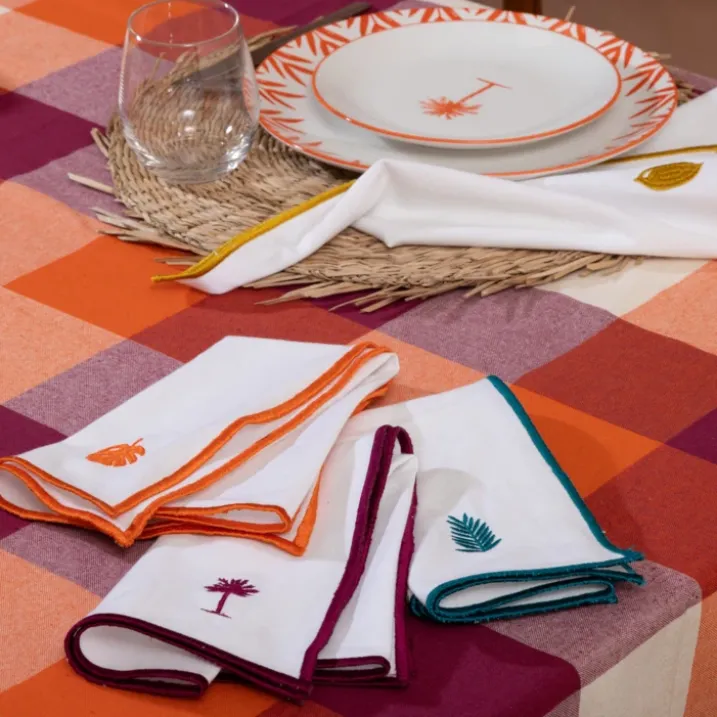 Lot de 4 serviettes de table brodées