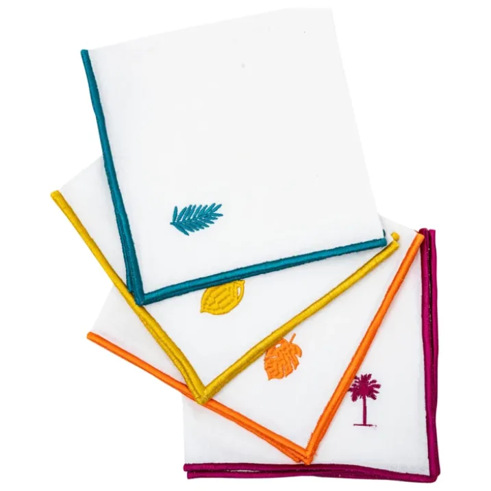 Lot de 4 serviettes de table brodées