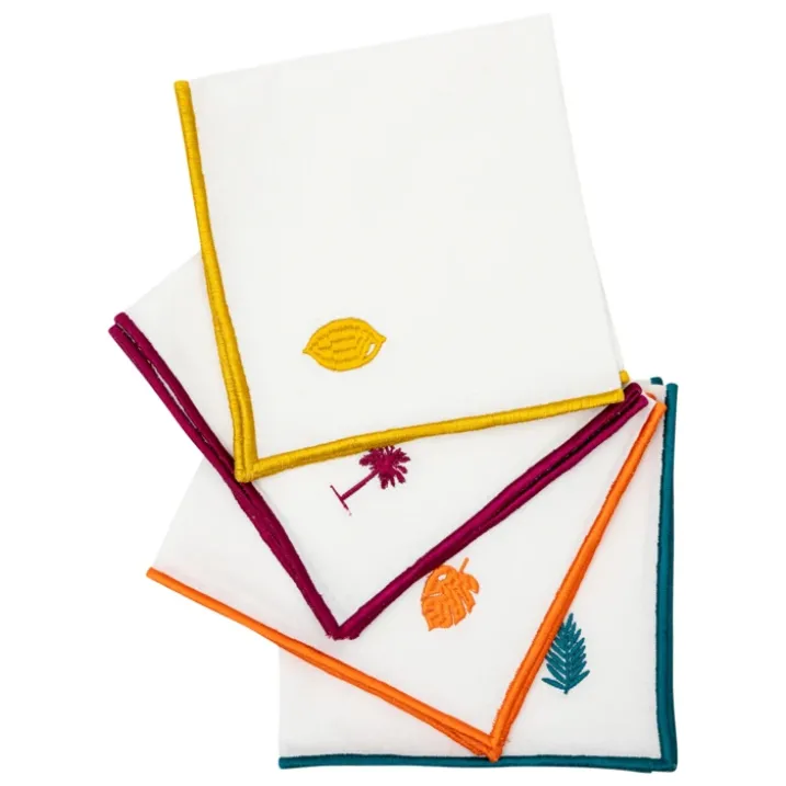 Lot de 4 serviettes de table brodées