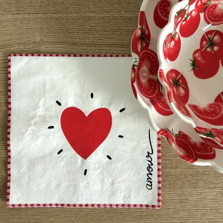 Lot de 20 serviettes papier cœur