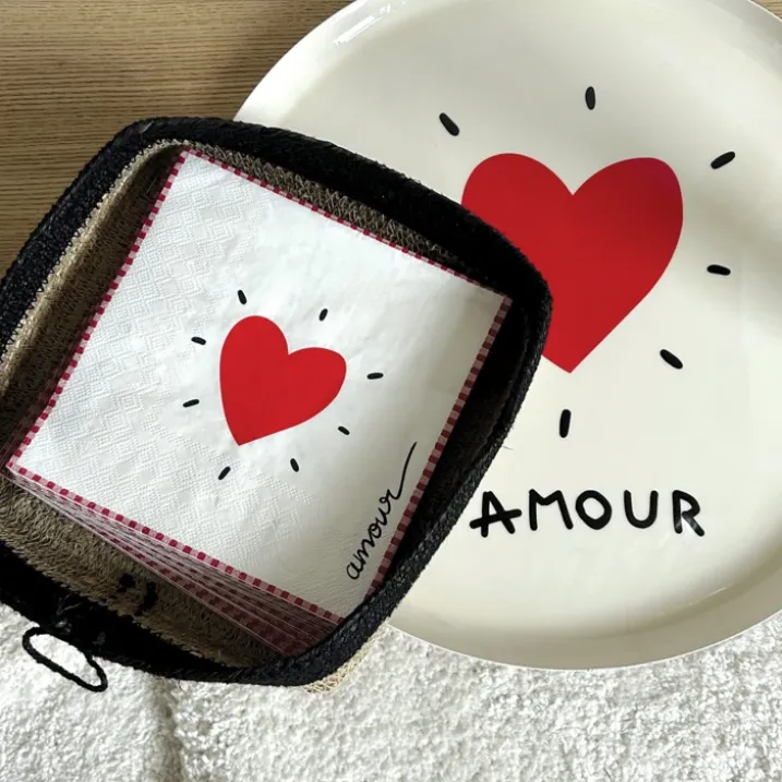 Lot de 20 serviettes papier cœur