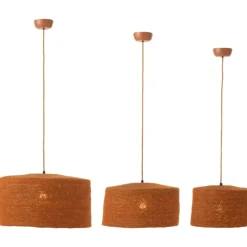 Lot de 3 suspensions en jonc