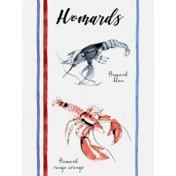 Lot de 3 torchons en coton lavé fruits de mer