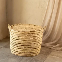 Malle ronde feuille de palmier