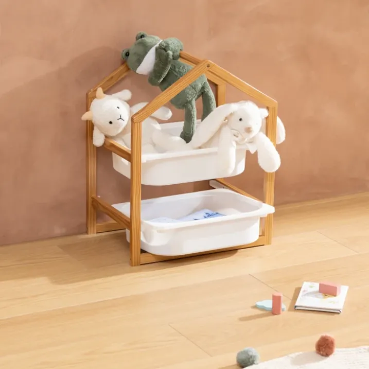 Meuble de rangement enfant avec 2 bacs amovibles