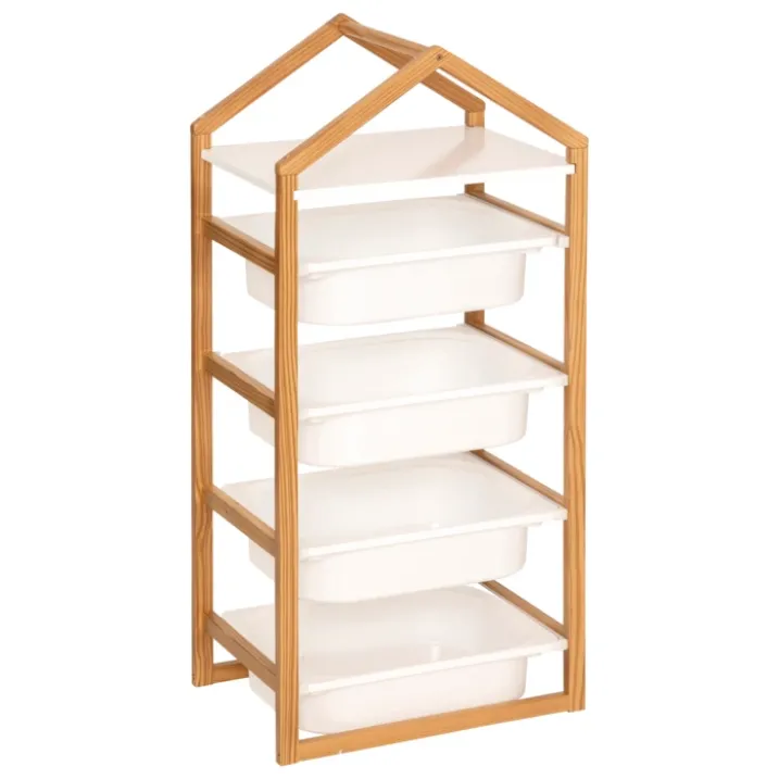 Meuble de rangement enfant avec 4 bacs amovibles