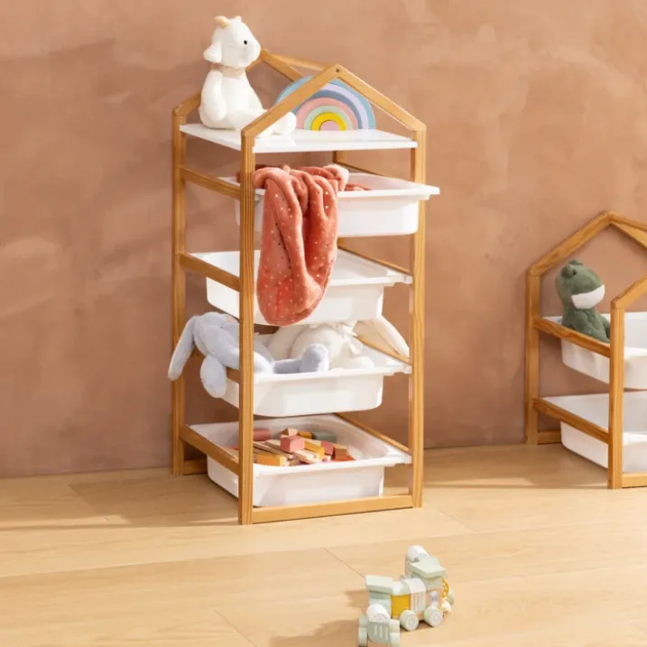 Meuble de rangement enfant avec 4 bacs amovibles