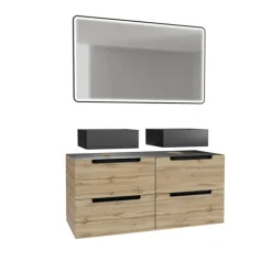 Meuble de salle de bain avec 2 vasques et miroir à leds