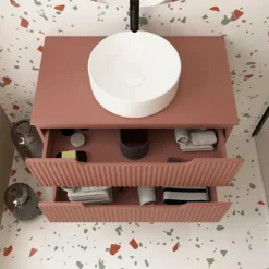 Meuble de salle de bain ondulé à suspendre avec vasque à poser