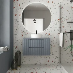 Meuble de salle de bain ondulé à suspendre avec vasque à poser