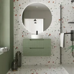 Meuble de salle de bain ondulé à suspendre avec vasque à poser