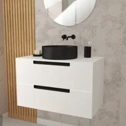Meuble de salle de bains avec 2 tiroirs et 1 vasque ronde