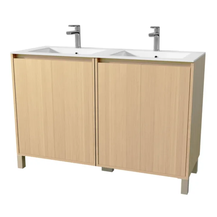 Meuble de salle de bains double vasque avec 4 portes