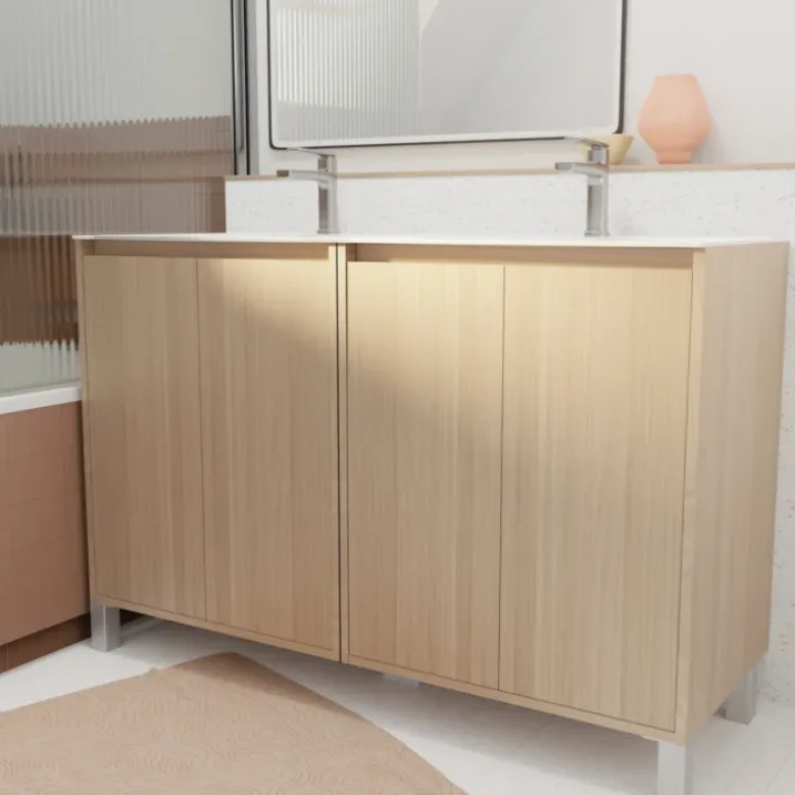Meuble de salle de bains double vasque avec 4 portes