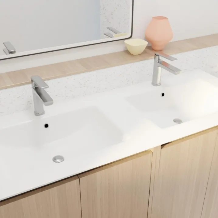 Meuble de salle de bains double vasque avec 4 portes