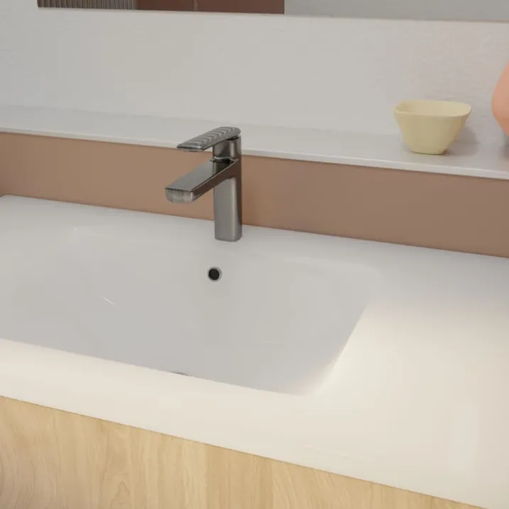 Meuble de salle de bains sur pieds avec 3 tiroirs et vasque en céramique