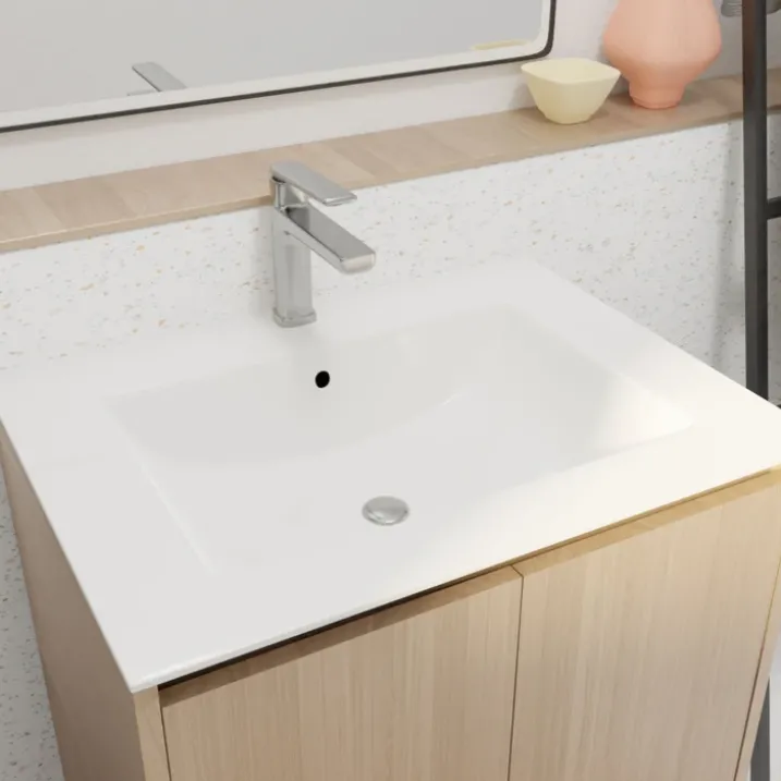 Meuble de salle de bains sur pieds avec 2 portes et vasque