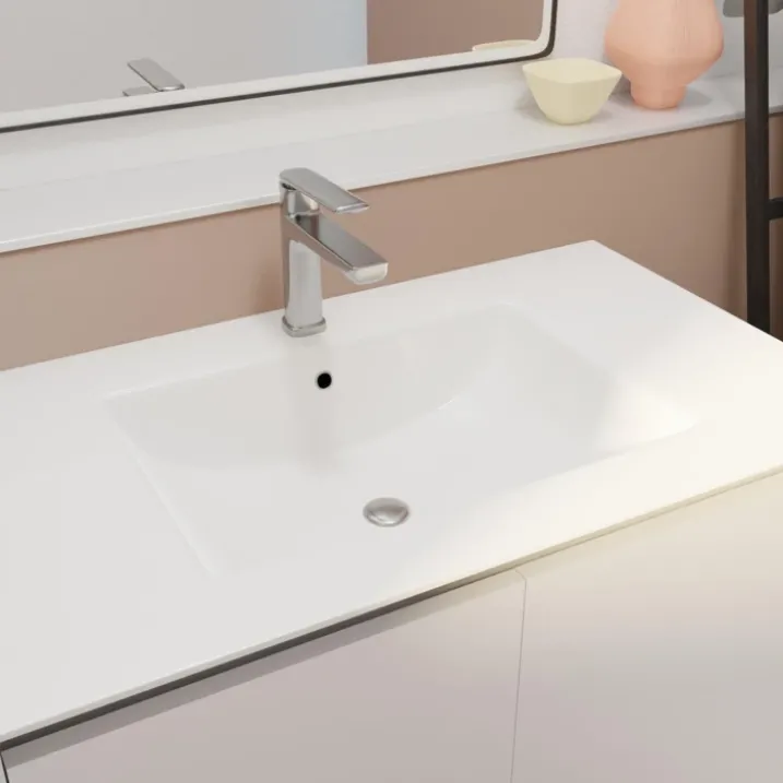 Meuble de salle de bains sur pieds avec 2 portes et vasque