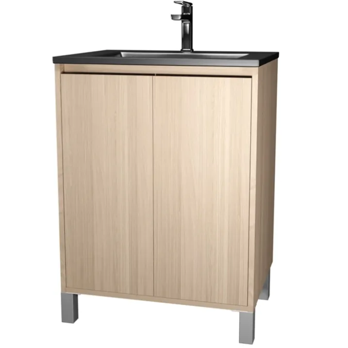 Meuble de salle de bains sur pieds avec 2 portes et vasque