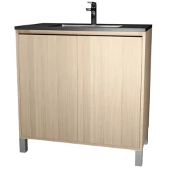 Meuble de salle de bains sur pieds avec 2 portes et vasque