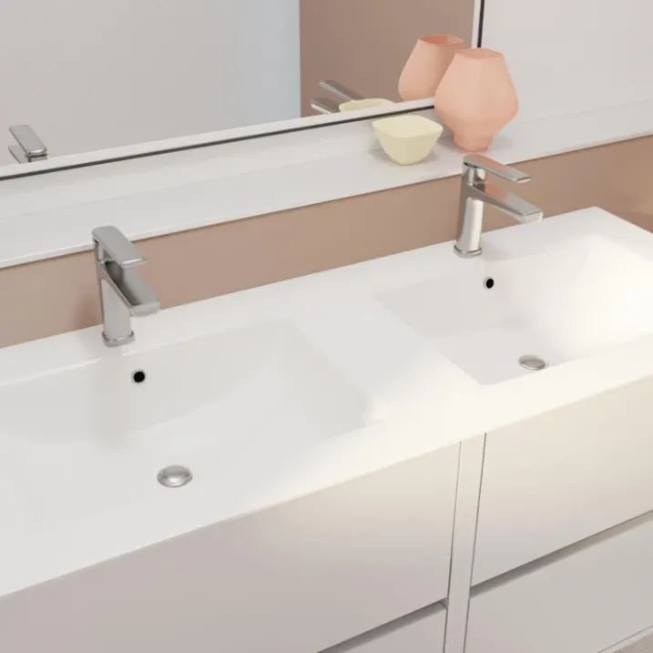 Meuble de salle de bains suspendu double vasque avec 4 tiroirs