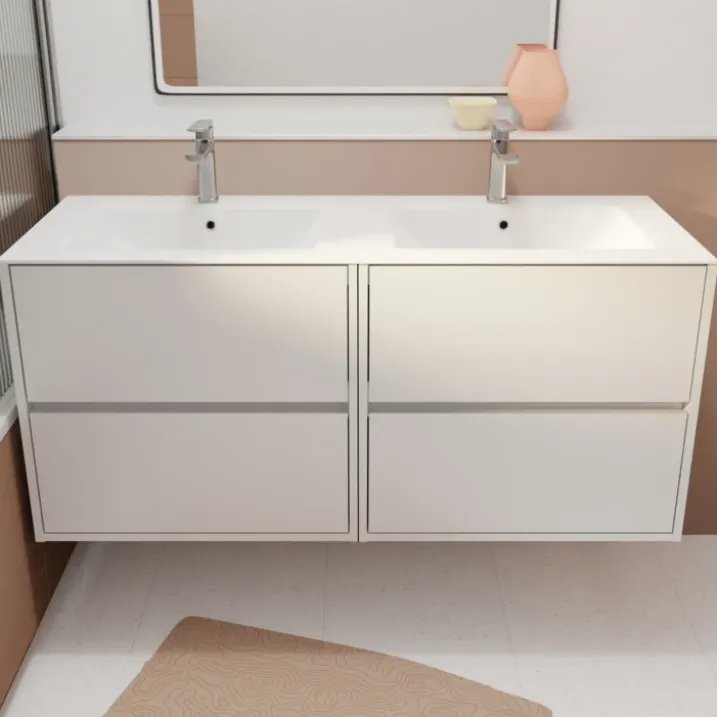 Meuble de salle de bains suspendu double vasque avec 4 tiroirs