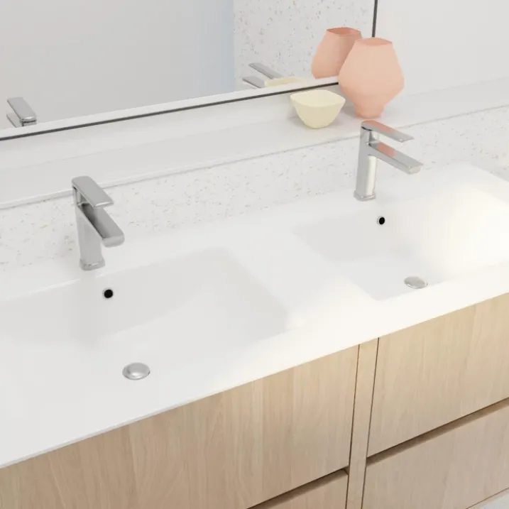 Meuble de salle de bains suspendu double vasque avec 4 tiroirs