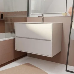 Meuble de salle de bains suspendu 2 tiroirs avec vasque