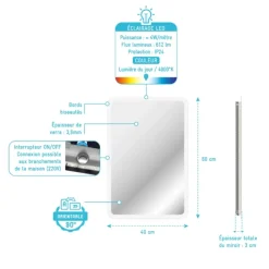 Miroir rectangulaire à leds