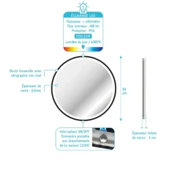Miroir rond à leds