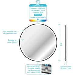 Miroir rond à leds