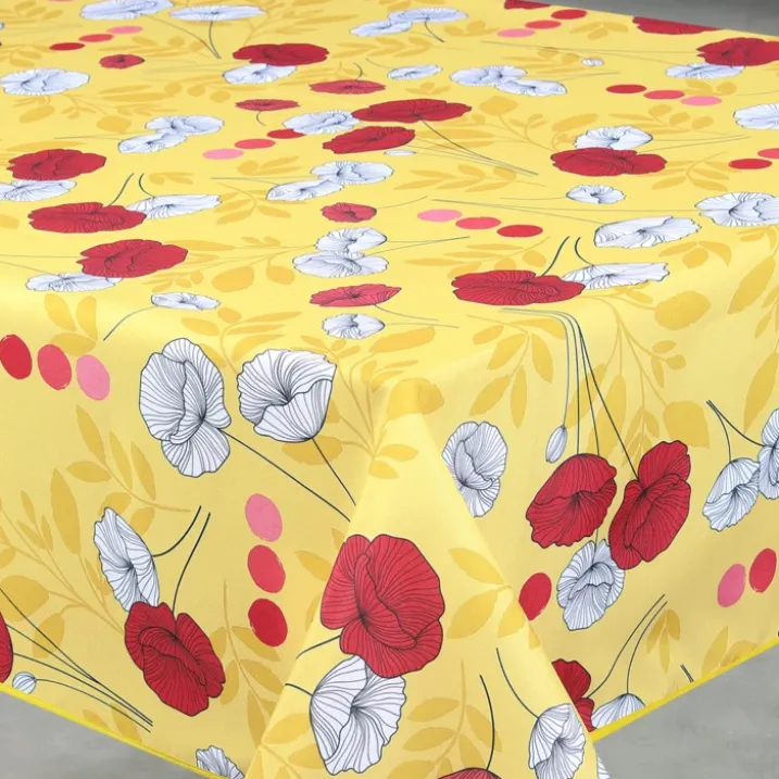 Nappe anti-tâche rectangulaire motif coquelicots