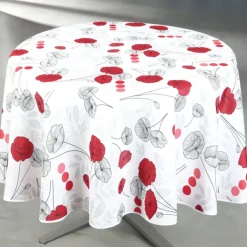 Nappe anti-tâche ronde motif coquelicots