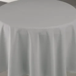 Nappe déperlante anti-taches effet lin pour table ronde
