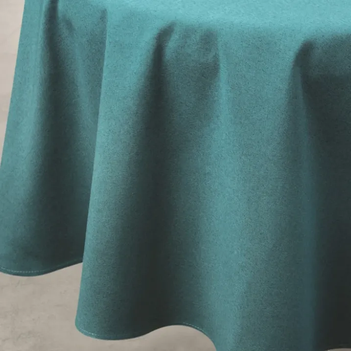 Nappe déperlante anti-taches effet lin pour table ronde