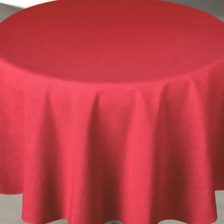 Nappe déperlante anti-taches effet lin pour table ronde