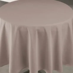 Nappe déperlante anti-taches effet lin pour table ronde