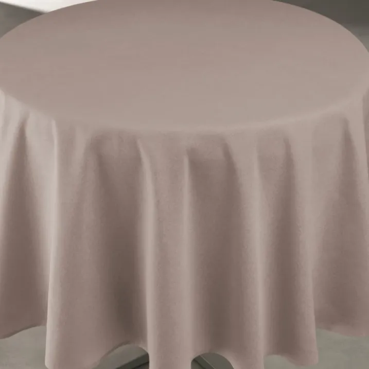 Nappe déperlante anti-taches effet lin pour table ronde