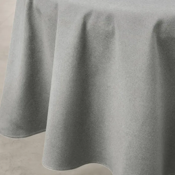 Nappe déperlante anti-taches effet lin pour table ronde