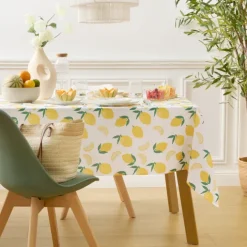 Nappe rectangle anti tache imprimée citron