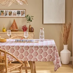 Nappe rectangle anti tache imprimée coquillage