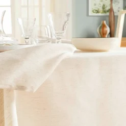 Nappe rectangle en poly-lin avec finition ourlet