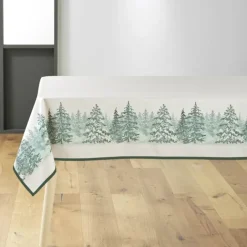 Nappe Rectangle Infroissable Christmas Sapins Imprimé Antitache
