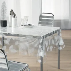 Nappe rectangle transparente print feuillages