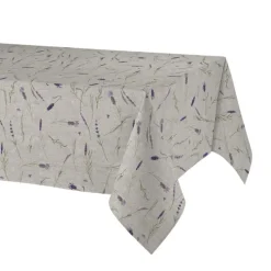 Nappe rectangulaire en coton enduit anti-tache motif lavande