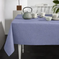 Nappe rectangulaire en polycoton enduit anti-tache unie