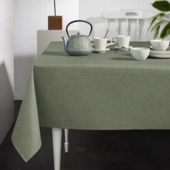 Nappe rectangulaire en polycoton enduit anti-tache unie