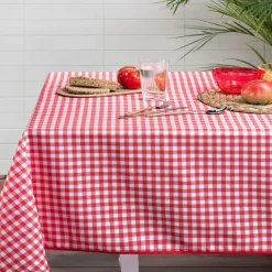 Nappe rectangulaire vichy rouge et blanc